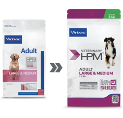 Virbac HPM Adult Dog Large & Medium. Hundefoder til voksne (dyrlæge diætfoder) 16 kg